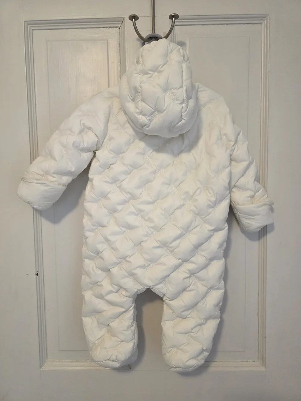 Ralph Lauren White Quilted Hooded Baby One-Piece Footed Snowsuit